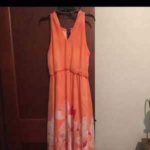 Bisou Bisou Orange and White Floral Maxi Dress
